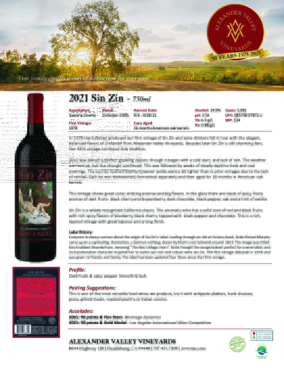AVV-2021-Sin-Zin-750ml-Fact-Sheet - Alexander Valley Vineyards