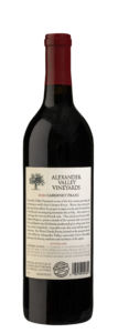 Back bottle shot of AVV Cabernet Franc. Vintage: 2020. Appellation: Alexander Valley.