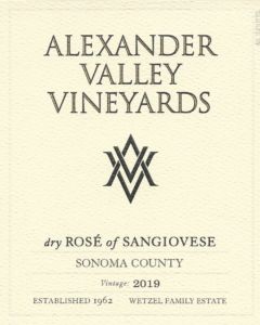 AVV 2019 Dry Rose' of Sangiovese front label