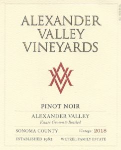 AVV 2018 Pinot Noir front label