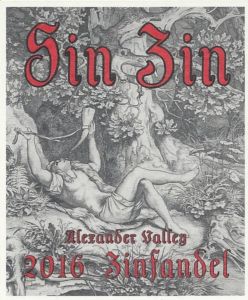 AVV 2016 Sin Zin 375ml Front Label