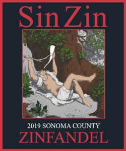 Front label for AVV Sin Zin 2019. 375ml bottle size.