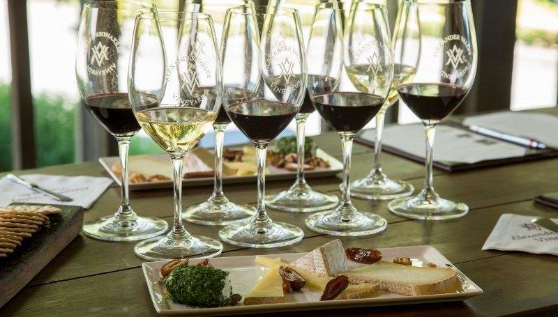 AVV Wine and Cheese pairing - AVV wine glasses and cheese plate on wooden table